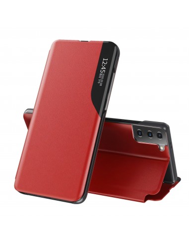 Etui Galaxy S21 Design et discret avec petite fenêtre - Rouge