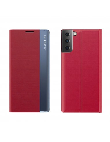 Etui Samsung Galaxy S21  avec fenêtre transparente sur le côté - Rouge