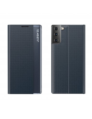 Etui Samsung Galaxy S21  avec fenêtre transparente sur le côté - Bleu foncé