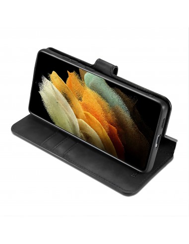 Etui portefeuille Galaxy S21 Ultra Style Retro avec rangements cartes - Noir