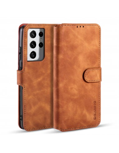 Etui portefeuille Galaxy S21 Ultra Style Retro avec rangements cartes - Marron