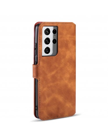Etui portefeuille Galaxy S21 Ultra Style Retro avec rangements cartes - Marron