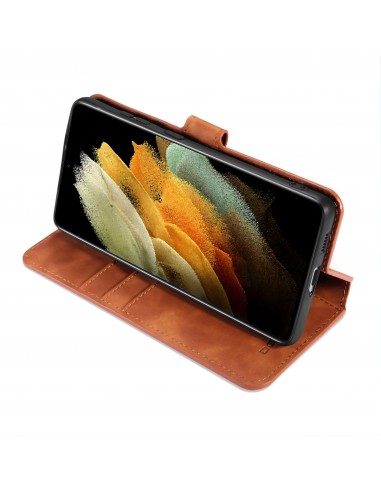 Etui portefeuille Galaxy S21 Ultra Style Retro avec rangements cartes - Marron