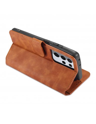 Etui portefeuille Galaxy S21 Ultra Style Retro avec rangements cartes - Marron