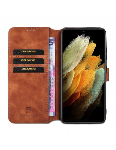 Etui portefeuille Galaxy S21 Ultra Style Retro avec rangements cartes - Marron