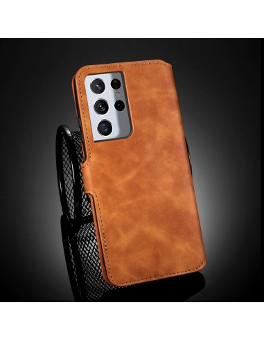 Etui portefeuille Galaxy S21 Ultra Style Retro avec rangements cartes - Marron