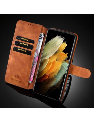 Etui portefeuille Galaxy S21 Ultra Style Retro avec rangements cartes - Marron