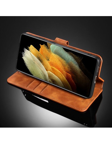 Etui portefeuille Galaxy S21 Ultra Style Retro avec rangements cartes - Marron