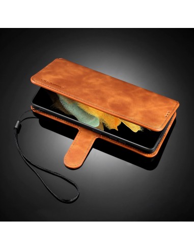 Etui portefeuille Galaxy S21 Ultra Style Retro avec rangements cartes - Marron