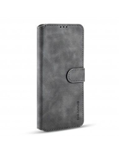 Etui portefeuille Galaxy S21 Ultra Style Retro avec rangements cartes - Gris