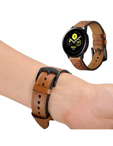 Bracelet Galaxy Watch Active 1 et 2 Top qualité Style cuir  - Marron