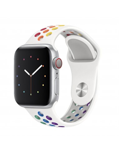 Bracelet silicone Rainbow Apple Watch Series 6 SE 5 et 4 - Blanc