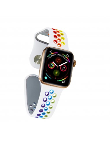 Bracelet silicone Rainbow Apple Watch Series 6 SE 5 et 4 - Blanc