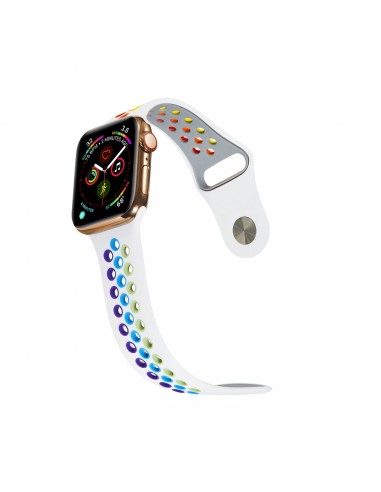 Bracelet silicone Rainbow Apple Watch Series 6 SE 5 et 4 - Blanc