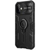 Coque silicone iPhone 12 Mini renforcée avec anneau et avec protection caméra coulissant NILLKIN - Noir