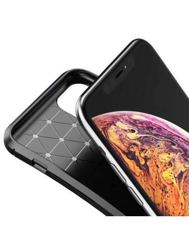 Coque iPhone 11 Pro Max Style fibre de carbone - Noir
