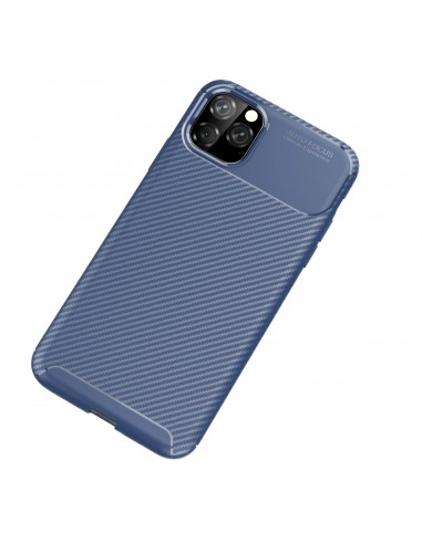 Coque iPhone 11 Pro Max Style fibre de carbone - Bleu foncé