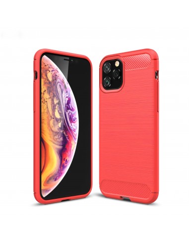 Coque iPhone 11 Pro Style fibre de carbone brossé - Rouge
