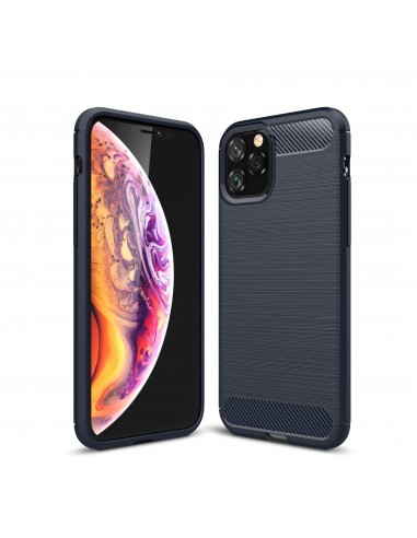 Coque iPhone 11 Pro Style fibre de carbone brossé - Bleu foncé