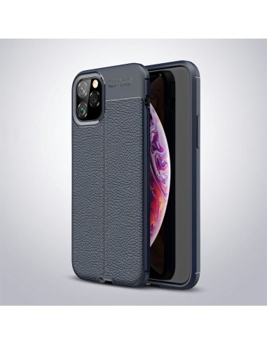 Coque silicone iPhone 11 Pro Aspect cuir - Bleu foncé