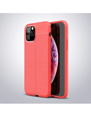 Coque silicone iPhone 11 Pro Aspect cuir - Rouge