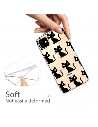 Coque silicone iPhone 11 Fantaisie Petits chats - Noir