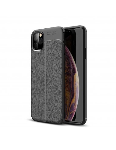 Coque silicone iPhone 11 Pro Max Aspect cuir - Noir