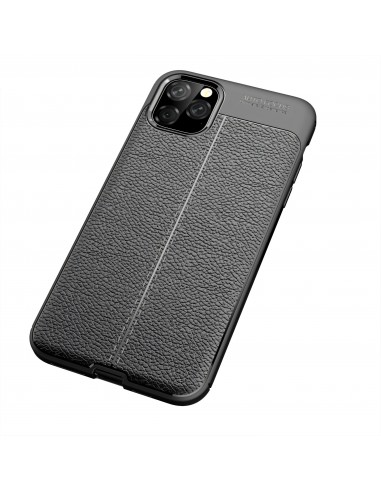 Coque silicone iPhone 11 Pro Max Aspect cuir - Noir
