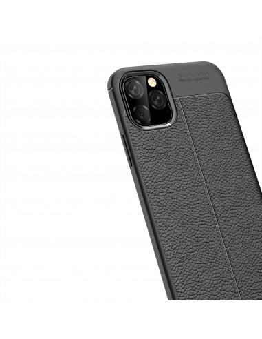 Coque silicone iPhone 11 Pro Max Aspect cuir - Noir