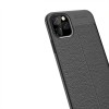 Coque silicone iPhone 11 Pro Max Aspect cuir - Noir