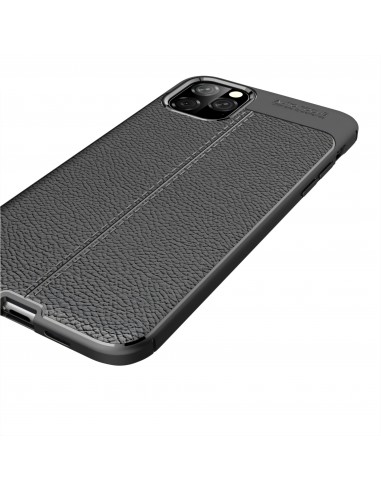 Coque silicone iPhone 11 Pro Max Aspect cuir - Noir