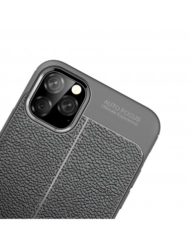 Coque silicone iPhone 11 Pro Max Aspect cuir - Noir
