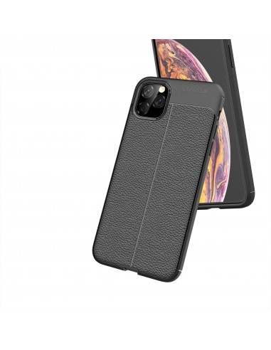 Coque silicone iPhone 11 Pro Max Aspect cuir - Noir