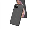 Coque silicone iPhone 11 Pro Max Aspect cuir - Noir
