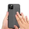 Coque silicone iPhone 11 Pro Max Aspect cuir - Noir