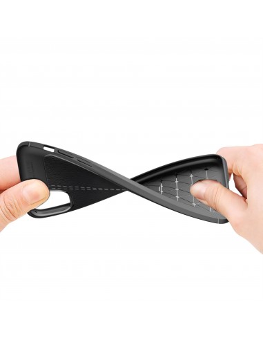 Coque silicone iPhone 11 Pro Max Aspect cuir - Noir