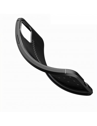 Coque silicone iPhone 11 Pro Max Aspect cuir - Noir