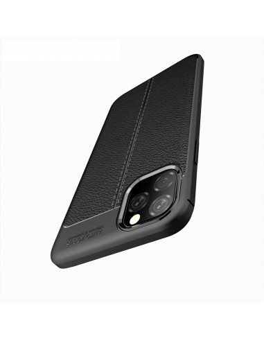 Coque silicone iPhone 11 Pro Max Aspect cuir - Noir
