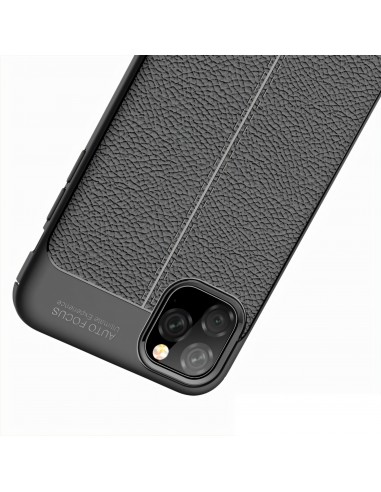 Coque silicone iPhone 11 Pro Max Aspect cuir - Noir