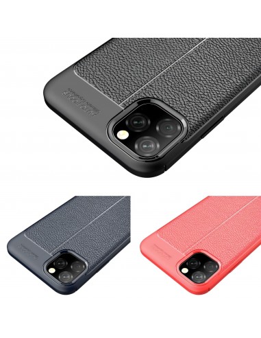 Coque silicone iPhone 11 Pro Max Aspect cuir - Noir