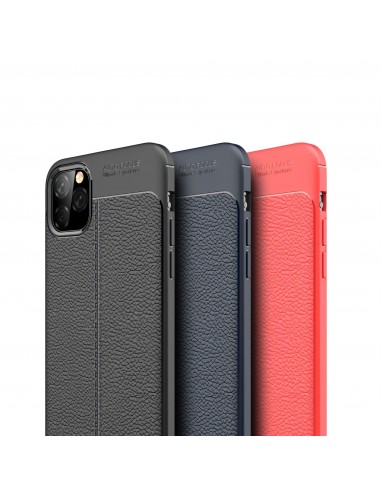 Coque silicone iPhone 11 Pro Max Aspect cuir - Noir