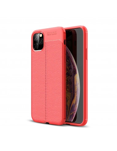 Coque silicone iPhone 11 Pro Max Aspect cuir - Rouge