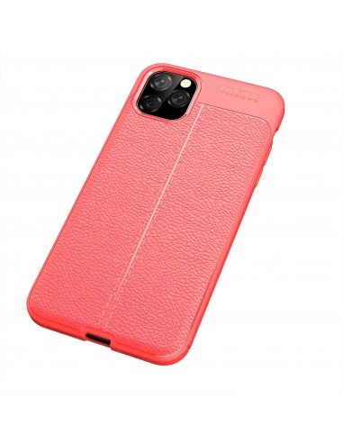 Coque silicone iPhone 11 Pro Max Aspect cuir - Rouge