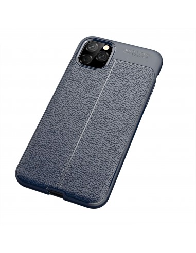 Coque silicone iPhone 11 Pro Max Aspect cuir - Bleu foncé