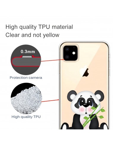 Coque silicone iPhone 11 Fantaisie Panda au bambou