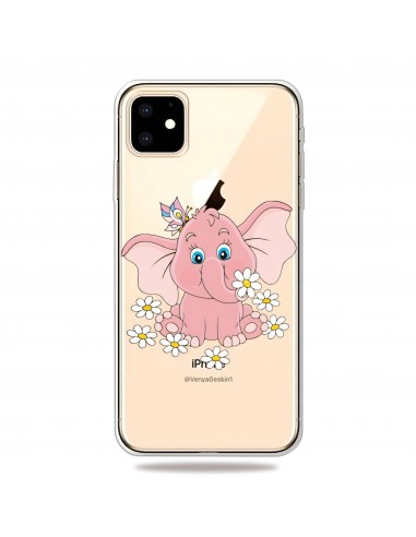 Coque silicone iPhone 11 Fantaisie Elephant rose