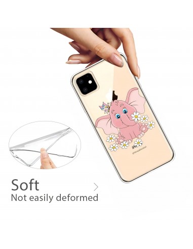 Coque silicone iPhone 11 Fantaisie Elephant rose