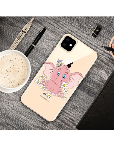 Coque silicone iPhone 11 Fantaisie Elephant rose