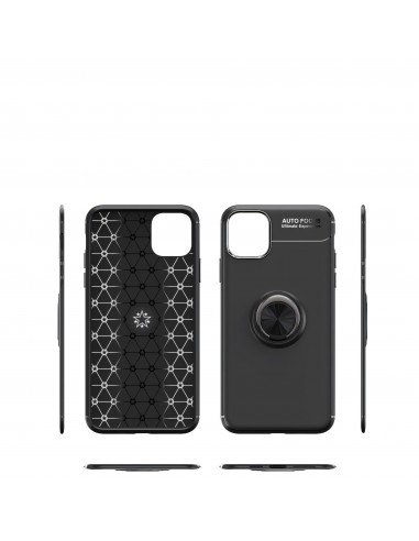 Coque antichoc iPhone 11 avec anneau pour support aimanté - Noir
