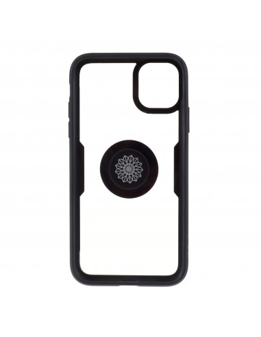 Coque transparente iPhone 11  avec anneau métallique - Noir